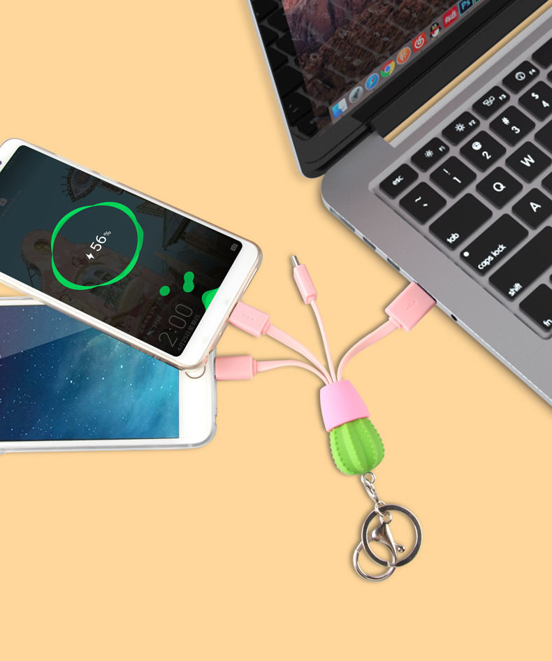 Customized PVC 4 in 1 USB Cable with Keyring