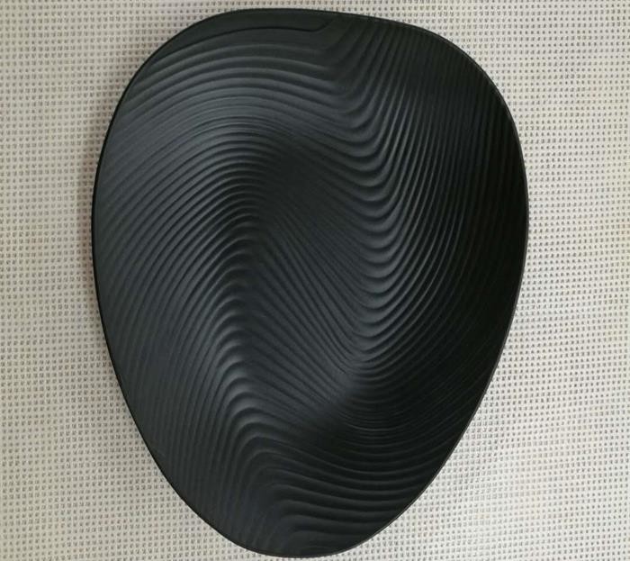 Imitation Porcelain Dinnerware Sets Korean - style Plate Black Color Ripple Finish
