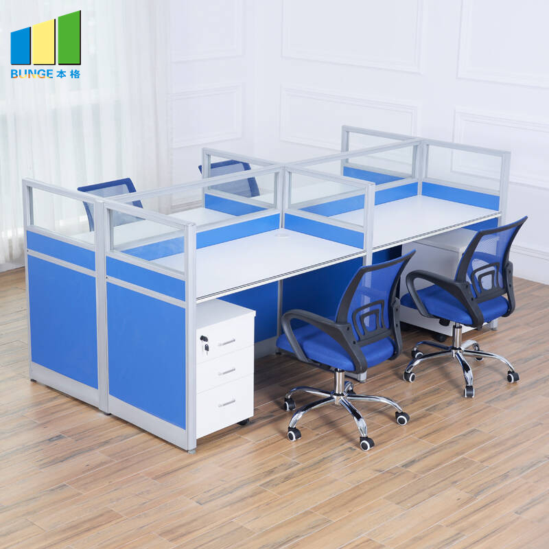 Adjustable 4 Person Office Workstation / Modular Office Furniture Cubicles