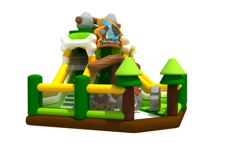 Stone Age Bounce House Inflatable Fun City Bouncy House With Slide Inflatable Obstacle Course