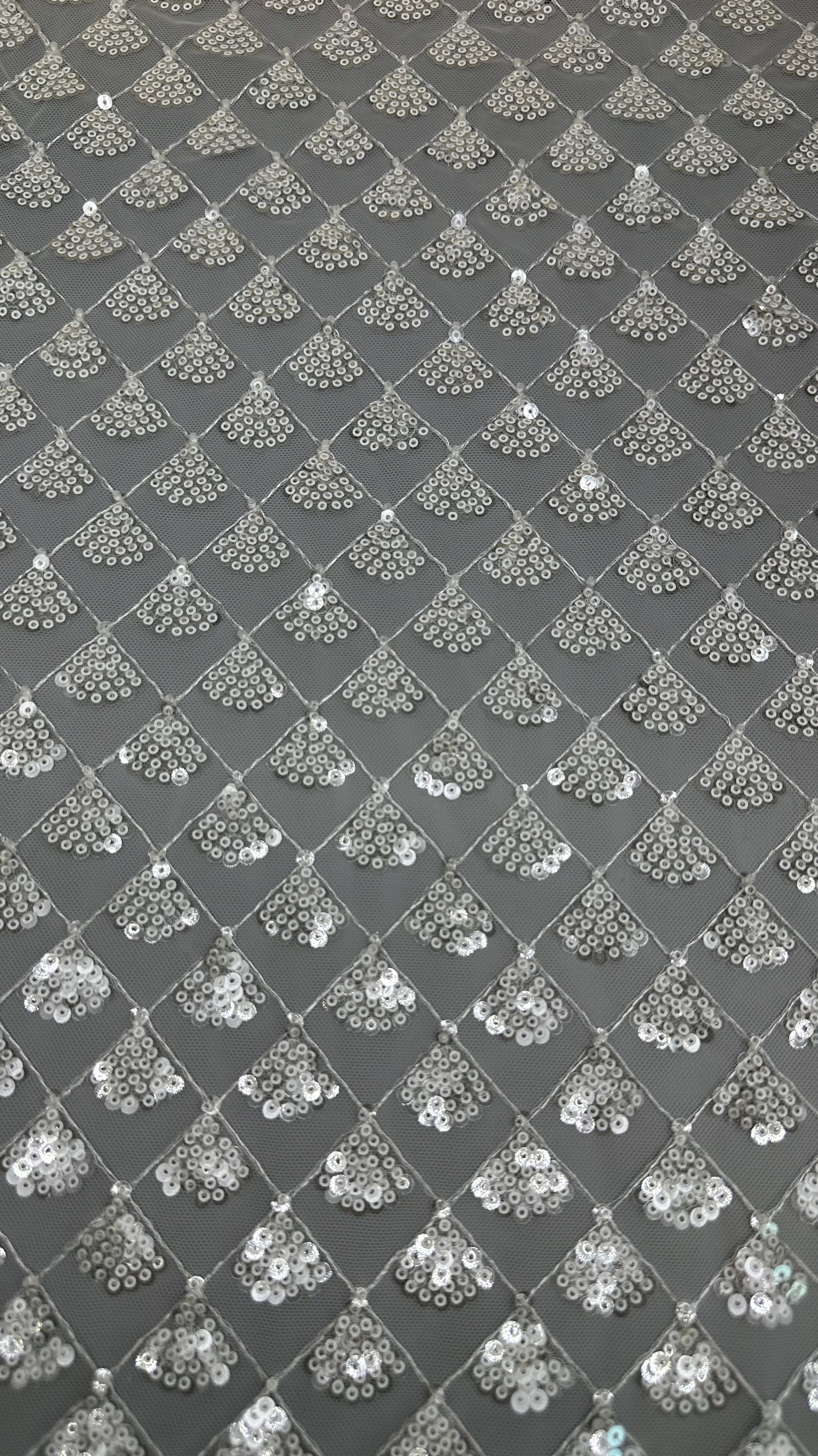 Leafy 3D Floral Fabric Sequin Elegant Mesh Lace Fabric Luxury Occasion Evening Fabric