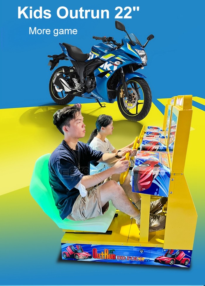 Metal Cabinet Kids Outrun 22" Arcade Racing Simulator Equipment For Sale