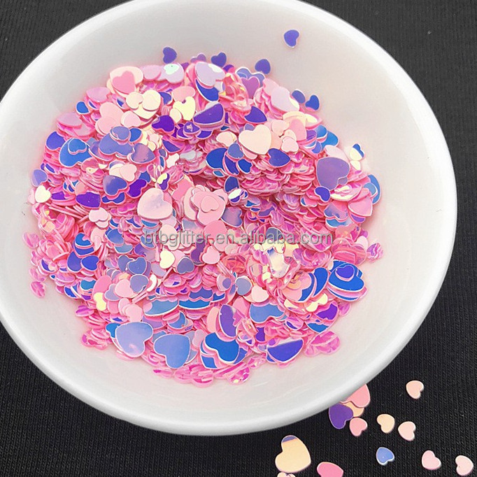 PVC Custom Heart Shape Nail Glitter Sequins Transparent Glitter for Other Holiday Supplies