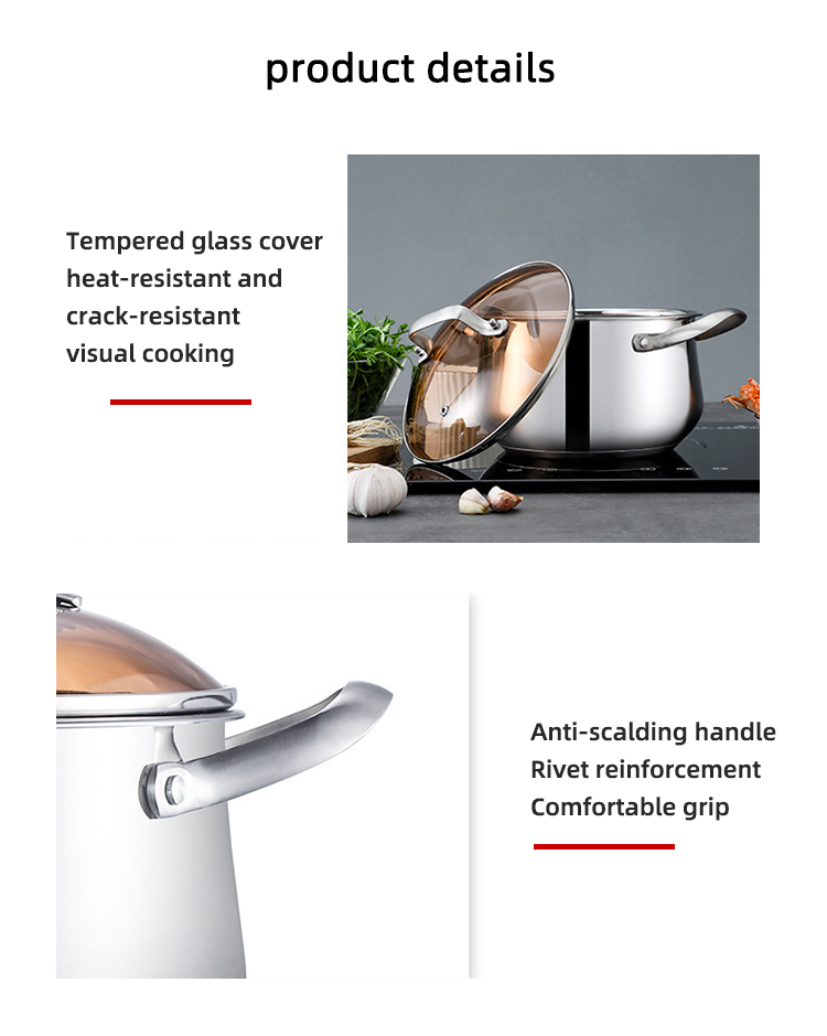 Factory Kitchen 304 Stainless Steel Steamer Pot Soup Pot Milk Pot Cooking Ware With Lid