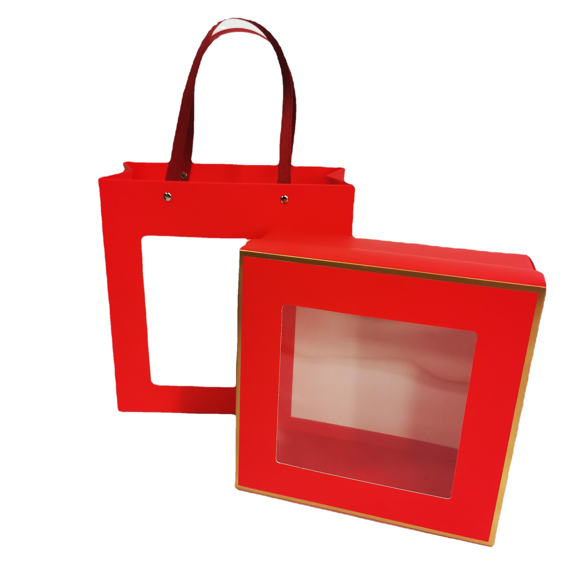 Small Business Present Custom Luxury Clear PVC PET Transparent Folding Gift Boxes with Handle Bag