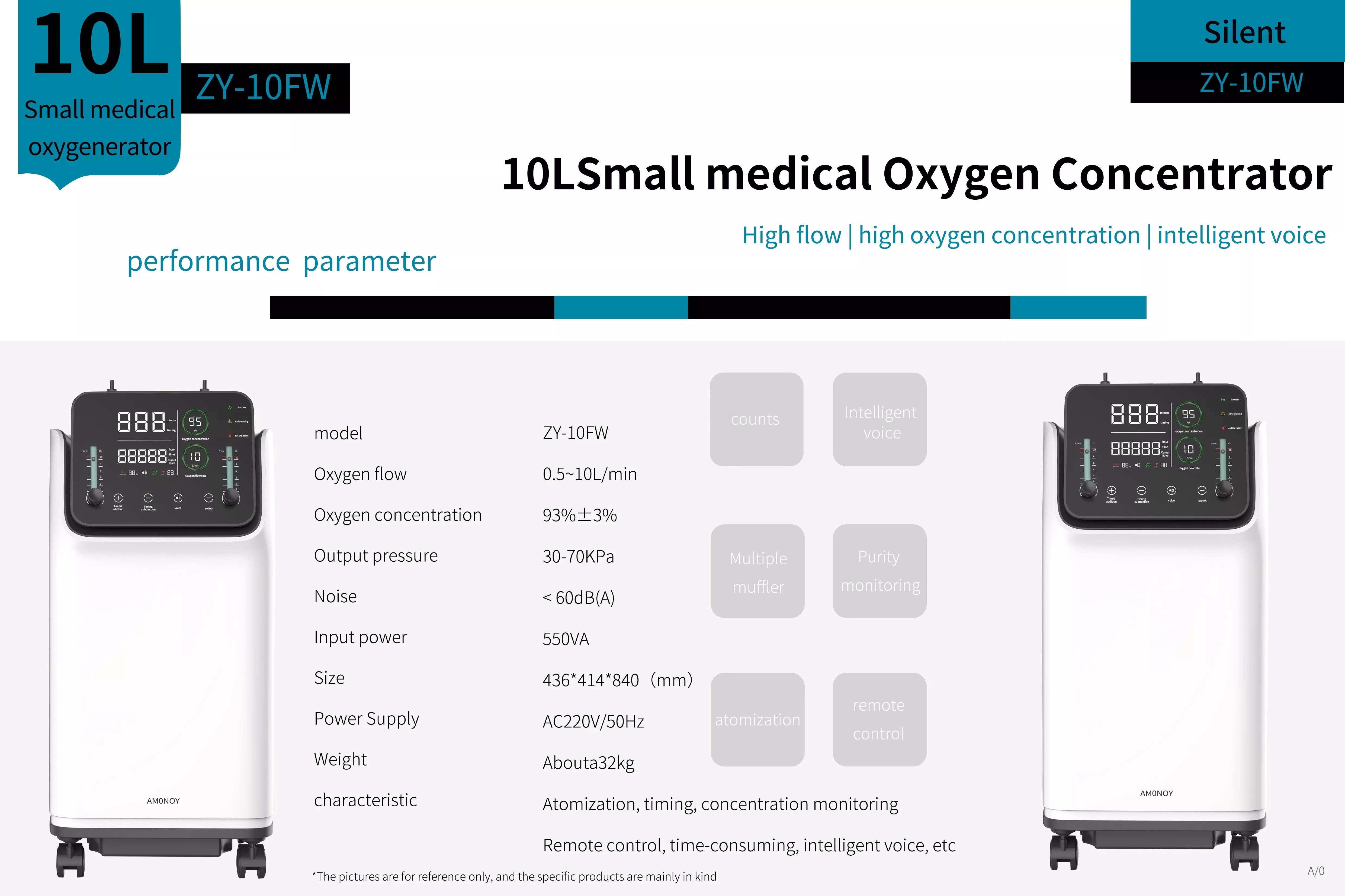 Household 10L Portable Oxygen Concentrator 93% Purity