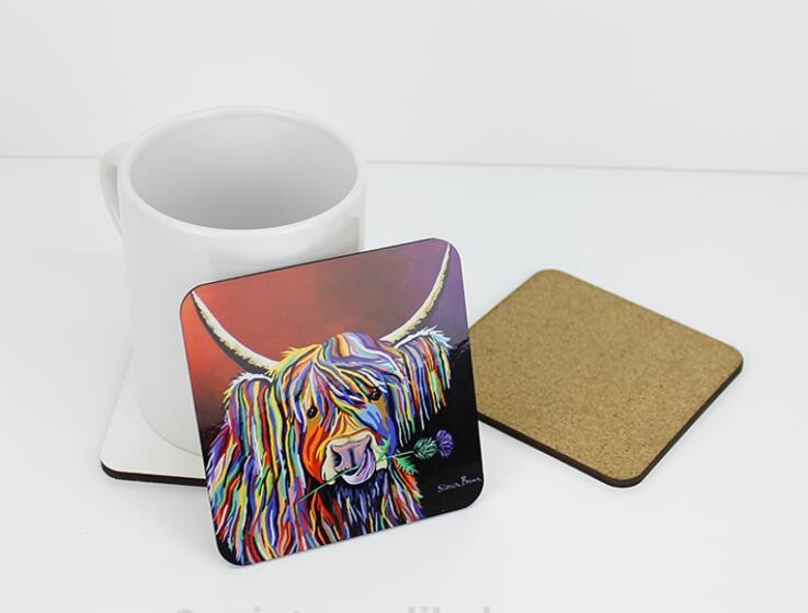 Popular Square 3.5'' Sublimation Blank MDF Drink Coasters with Cork Back