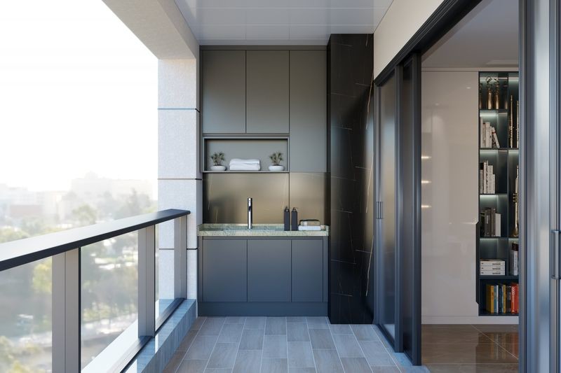 Stainless Steel Balcony Storage Cabinet Dedicated Cleaning Area Non Formaldehyde