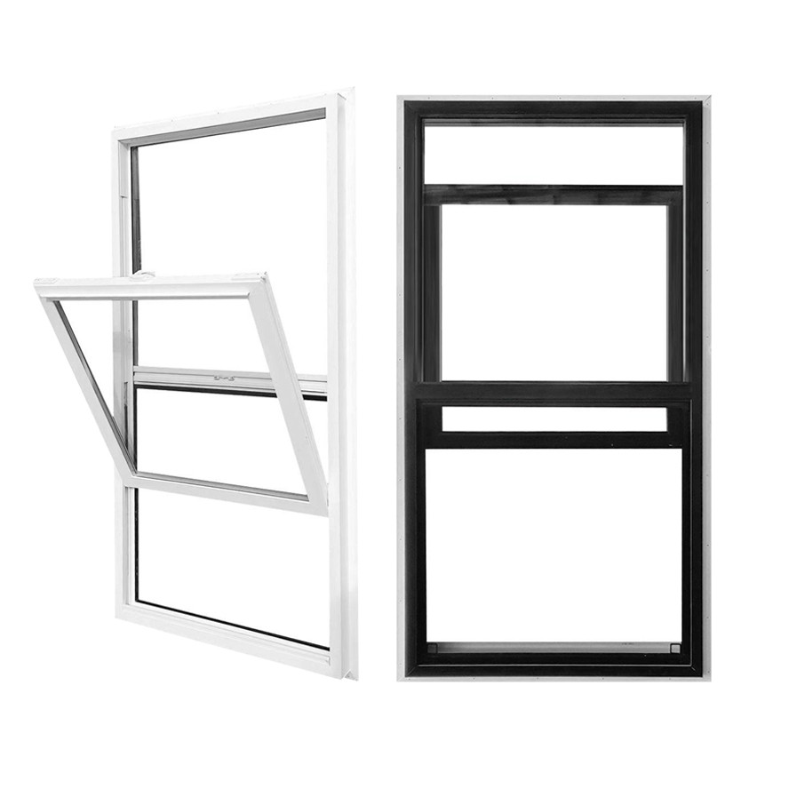 Top- AAMA Certified Vinyl UPVC Single Hung Windows with Fiberglass Screen Netting Material