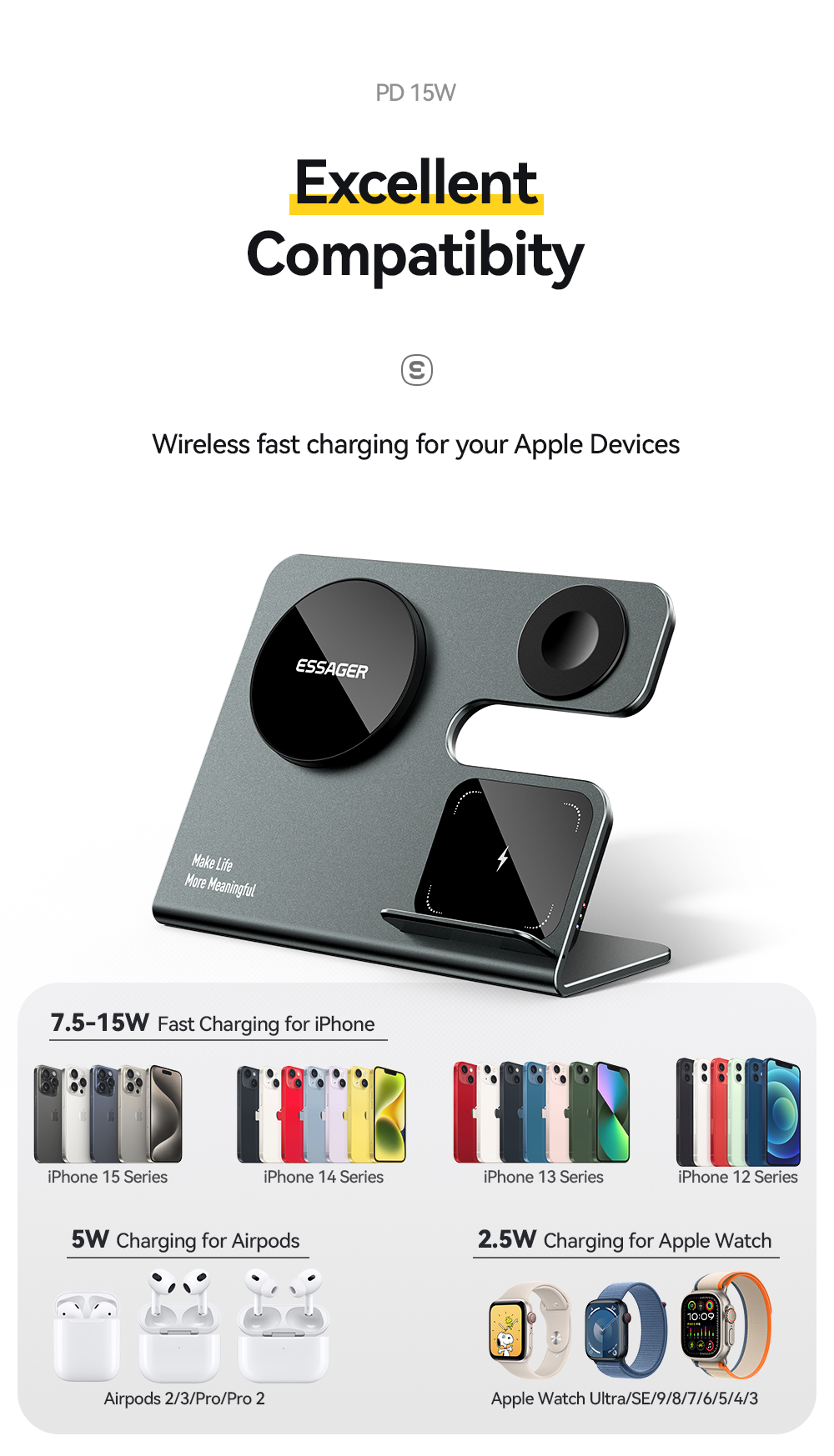 OJD-119 Series Fantasy 3 in 1 Wireless Charger PD Phone and Watch Charging Station