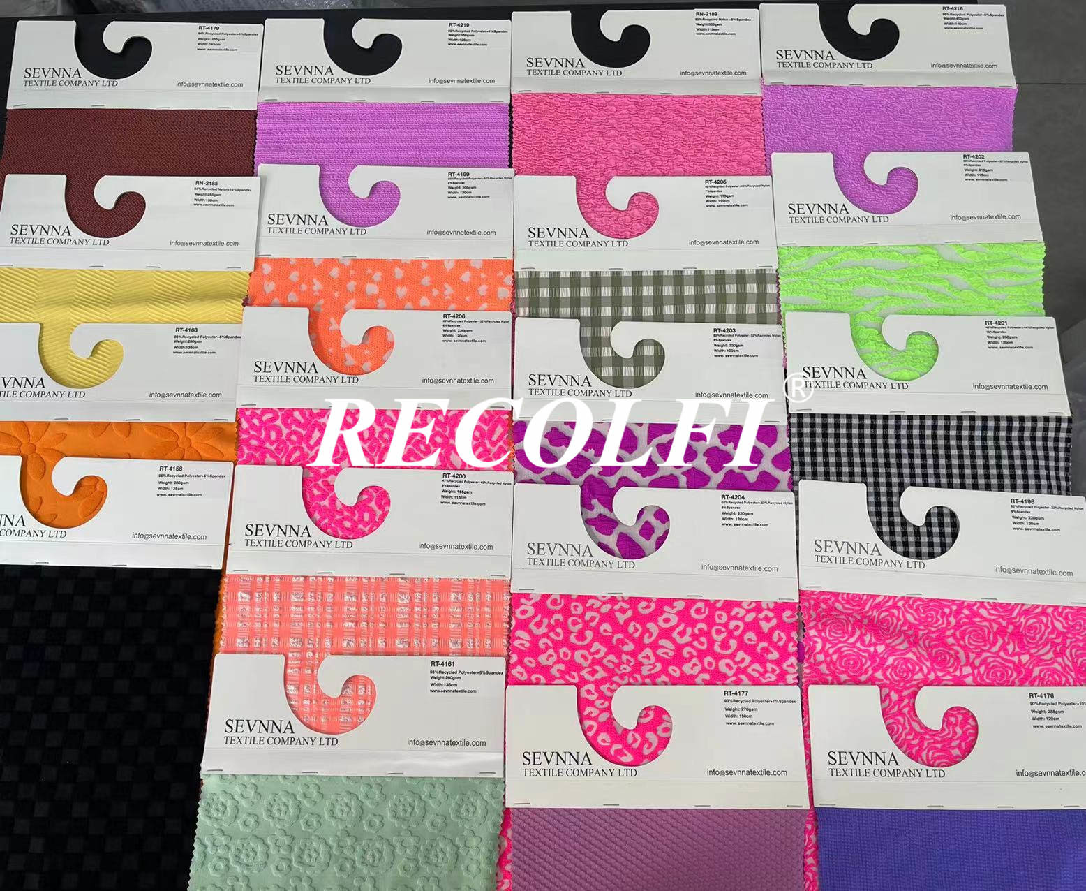 Multiple Repreve Swimwear Fabric Samples For Customer Quality Checking
