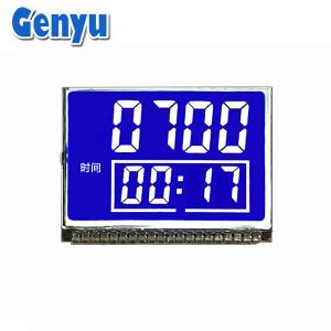 Custom STN Segmented LCD Display Blue Background White Digits For Mixer Machine