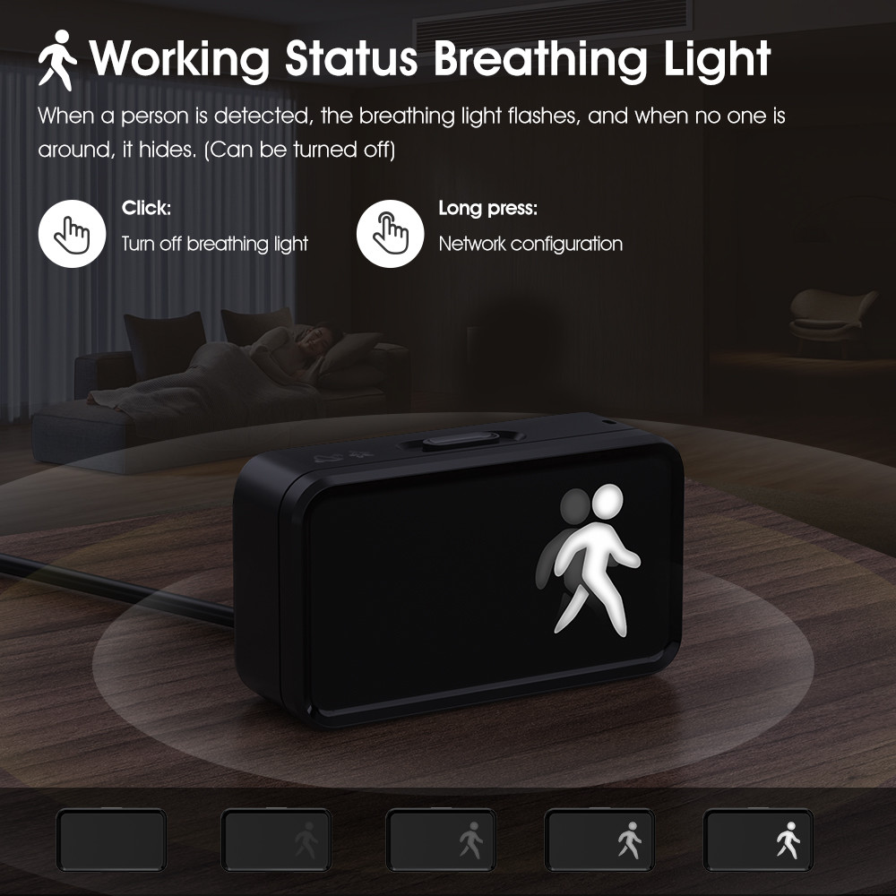 WiFi Human Presence 24G Radar MmWave Detection Tuya APP Smart Home With Breathing Light Motion Sensor Millimeter Wave Radar Body Detector