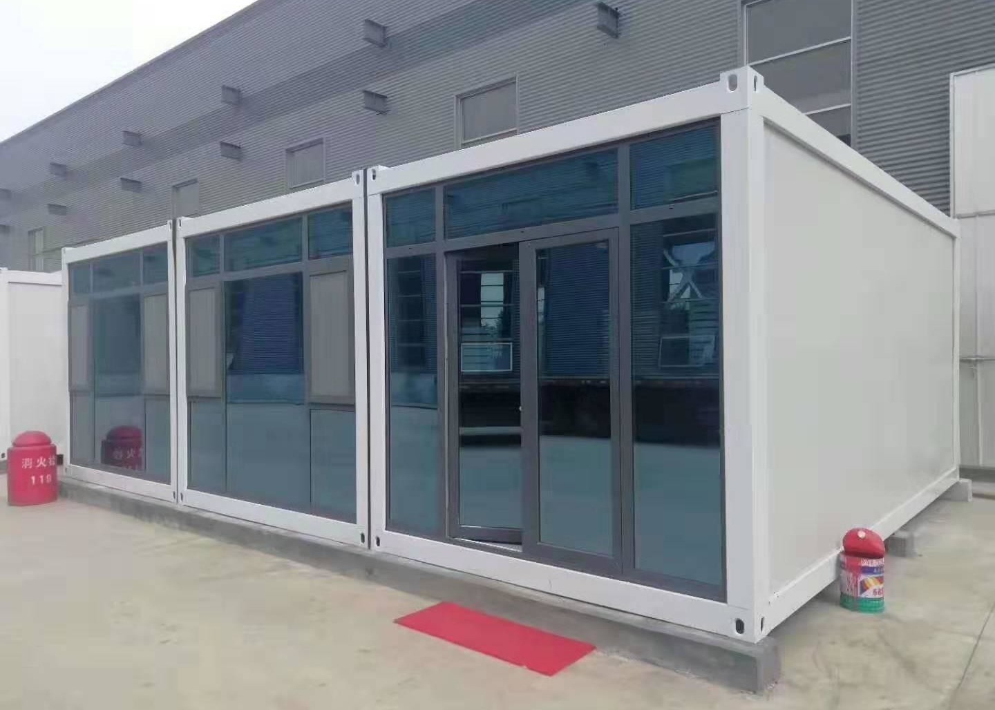 Glass Curtain Wall Steel Structure Prefabricated Container Home