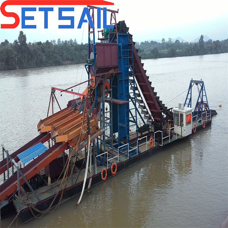 Diesel Engine Power Chain Bucket River Gold Diamond Dredger