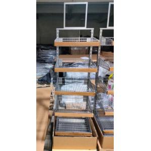 Powder Coating Wire Shelf Display With Solidwood Nosing AT-0059