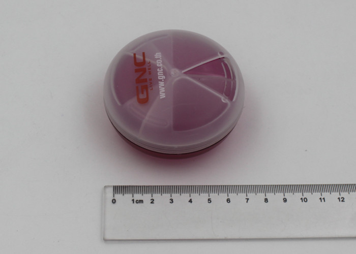 Round Shape Clear Plastic Pill Box With 3 Cpmpartments / Pill Storage Containers