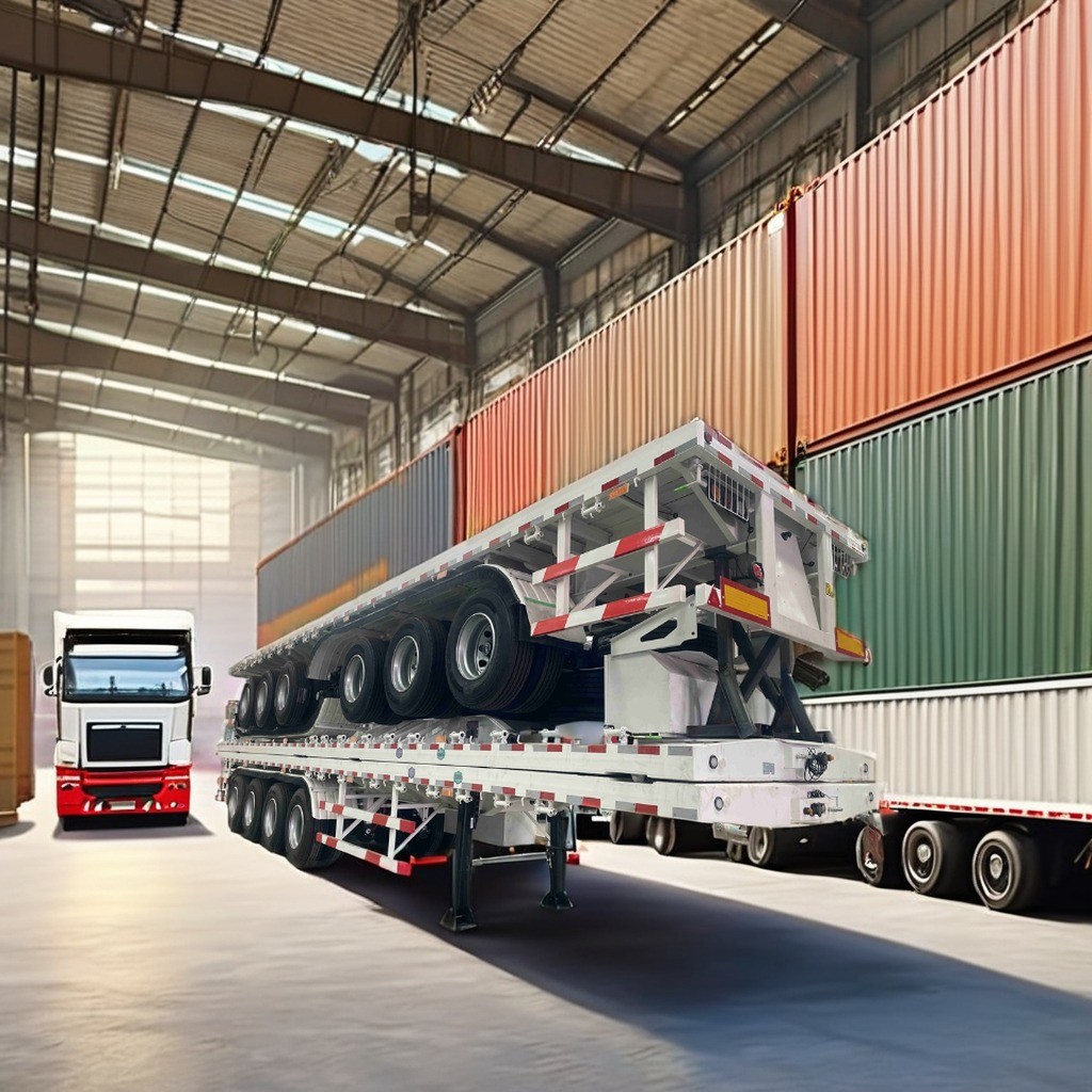 CIMC 40 Ton 60t 2/3 Axle 20FT 40FT Container Chassis Used Flat Bed Gooseneck Skeleton Truck Flatbed Trailer