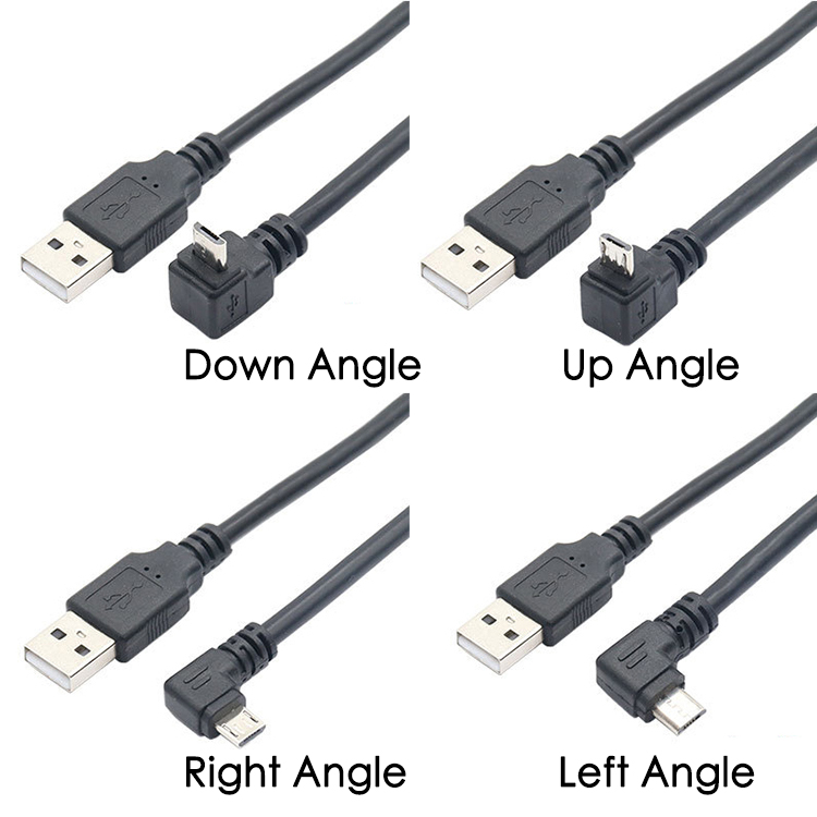 Customization 1m 2m 3m 90 Degree Right Angle Micro B V8 Connector to USB Extension Data Charger Cable