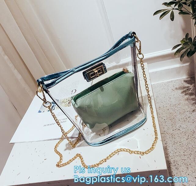 Gift bag clear shopping bag custom PVC plastic shopping bag, shiny pvc handle shopping hand bag clear tote bags ladies h