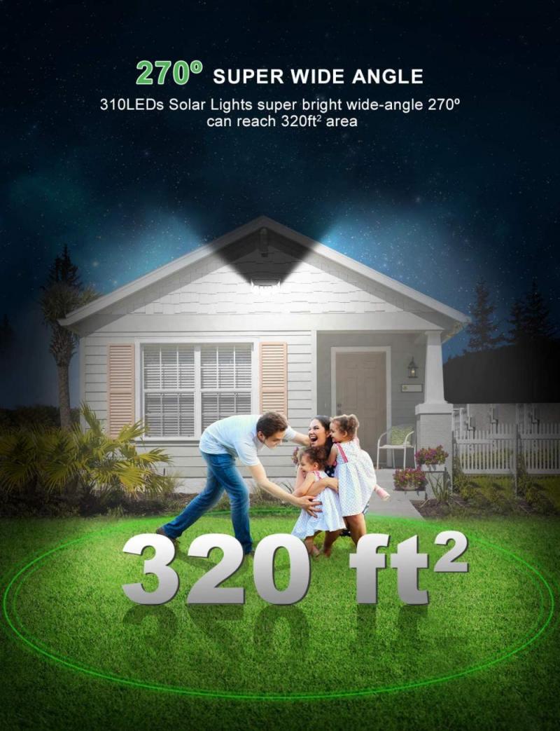 2200mAH 1.8W Waterproof Street Lamp 310LED Outdoor Solar Wall Light
