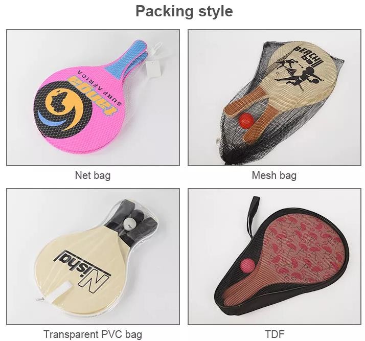 Polyester Wood Beach Racket Customized 38x24cm PU Wooden Beach Rackets