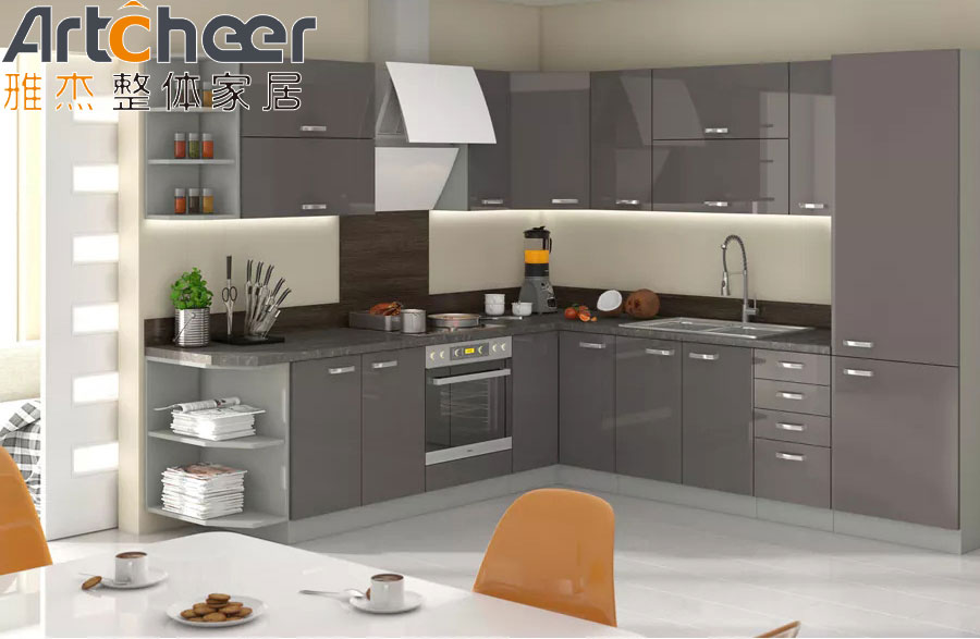 Villa Kitchen Cabinets with Modular / RTA Design and Customized Size in Plywood Material