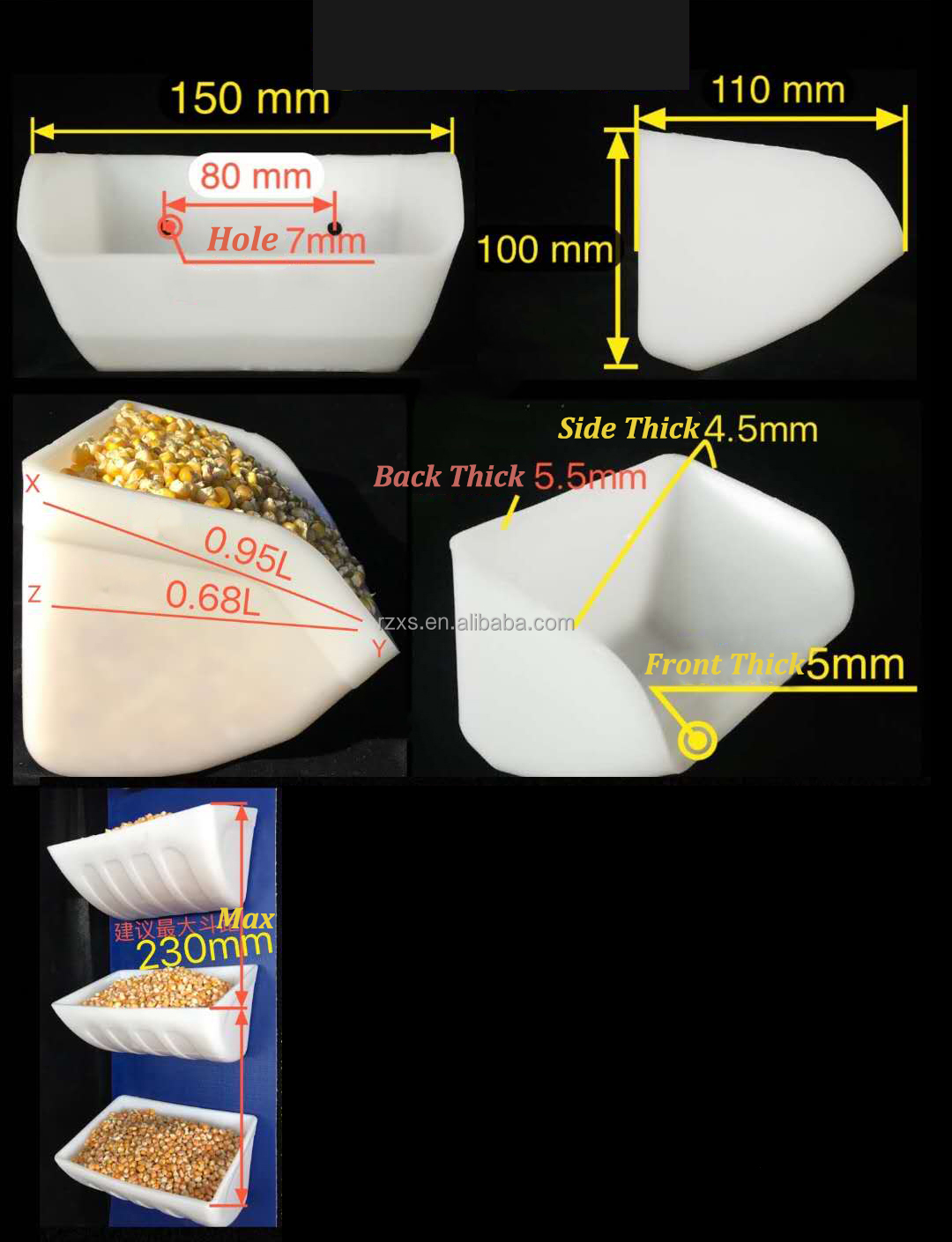 Plastic Cups and Strong Cups 2 Hole Elevator Buckets for Industrial Grain Rice Milling