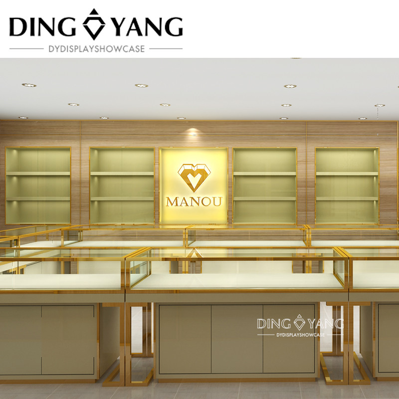Simple Fashion Golden Jewellery Display Counter No Installation And Can Be Used Directly