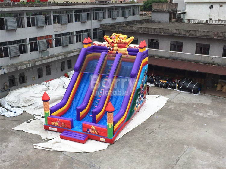 Professional Double Lanes Bear Kid Inflatable Slide 12*8*8m Or Customized