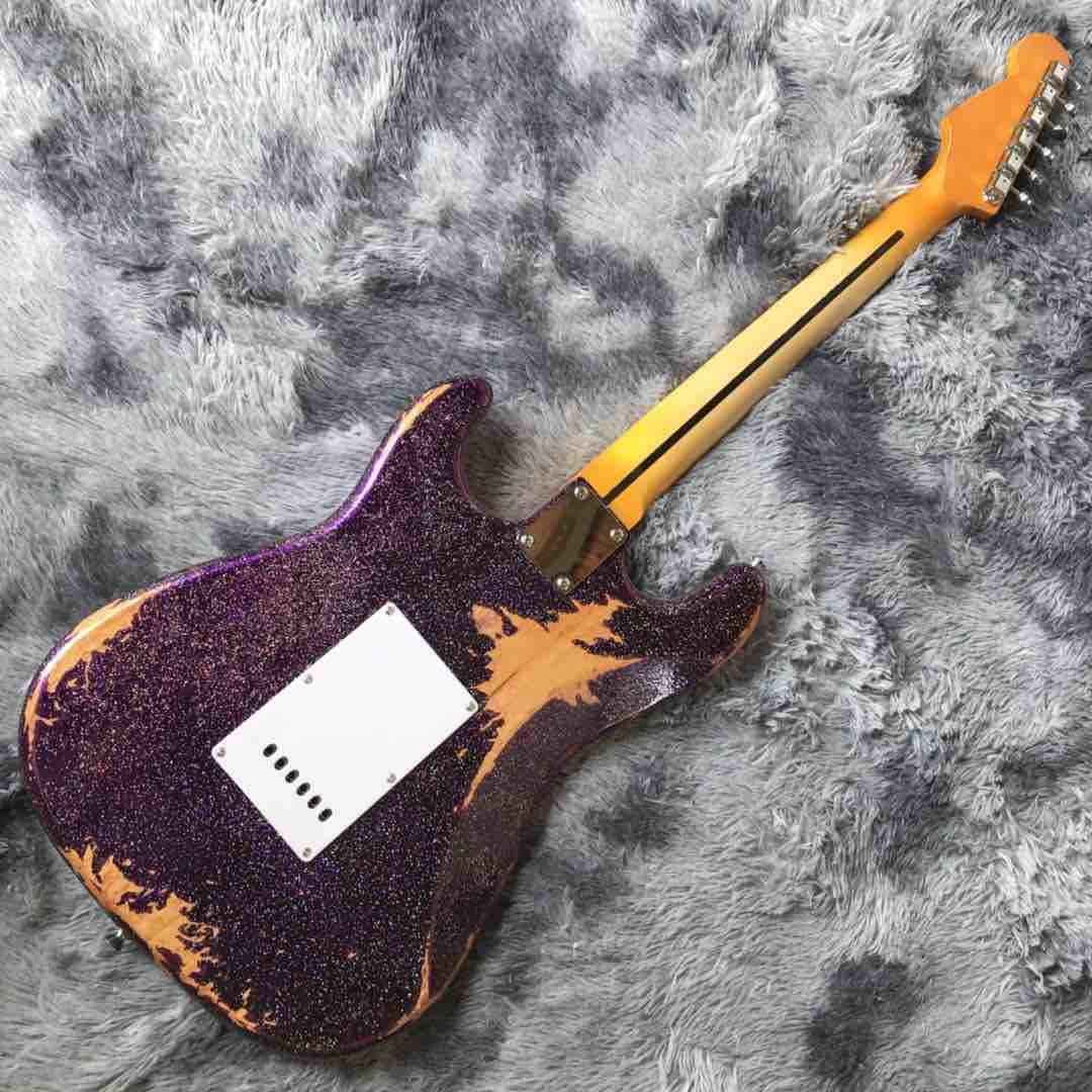 Custom Aged Strat Electric Guitar in Purple