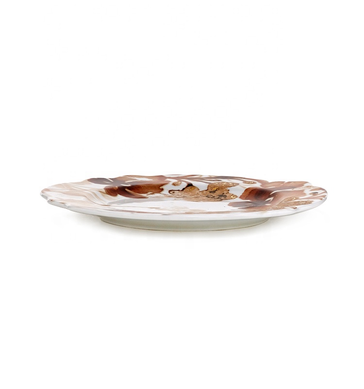 Plates Porcelain Plate Autumn Tableware Boutique Gift Set Hot Sale New Design Royal Ceramic Plate Dish Round Food Safety