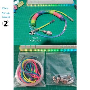 Mechanical Keyboard Cable Coiled Audio Connector Coupling USB Type-C Rainbow