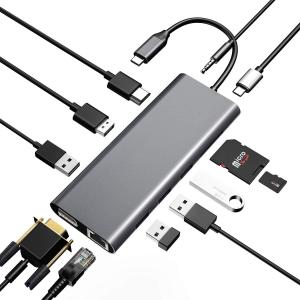 USB C Hub With HDMI And Displayport , 13 In 1 USB C To Displayport Hub With 100W