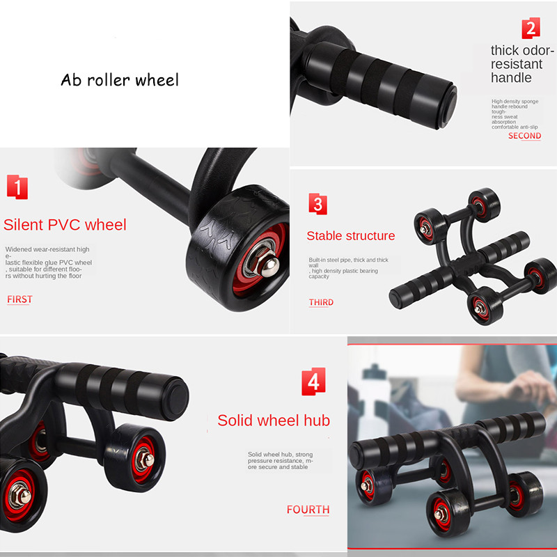 Gym Fitness Ab Wheel Roller Abdominal Muscle Trainer Rebound 32.5x13.7x22.5Cm