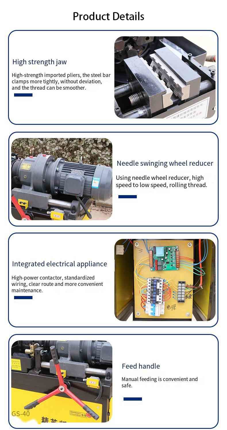 40-62r/Min 90mm Automatic Thread Rolling Machine Construction Electric Rebar