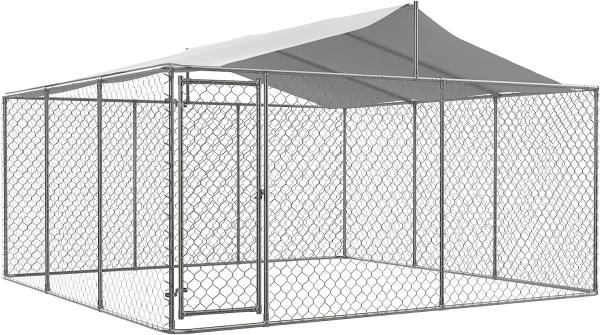Outdoor Dog Kennels for Large Dogs with Roof, Heavy Duty Metal Dog Enclosures