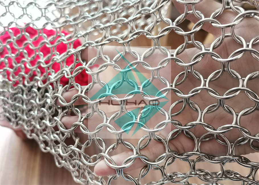 ISO Stainless Steel Metal Ring Mesh For Hotel Decoration Window Drapery