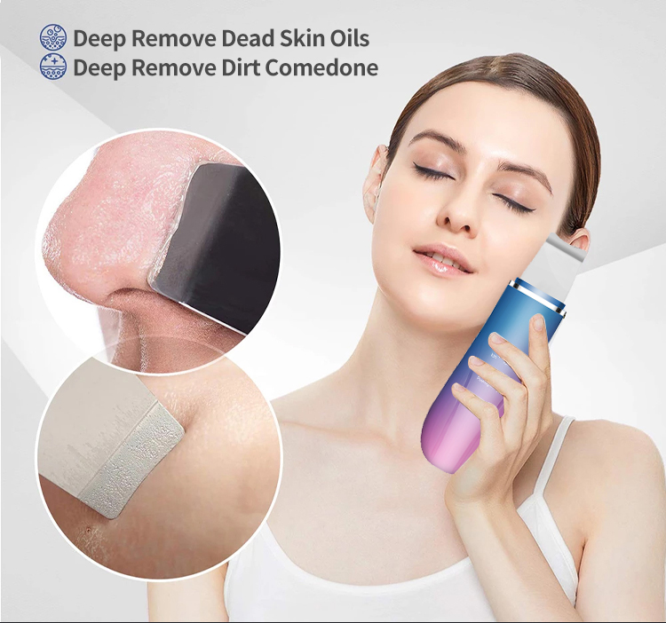 Wireless Ultrasonic Facial Spatula , Ion Cleaner Facial Skin Scrubber