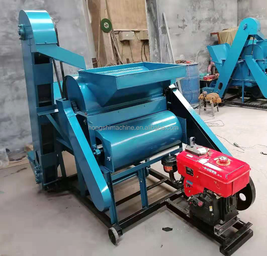 1000-1200kg/h Fiber Decorticating Machine , Diesel Castor Beans Peeling Machine