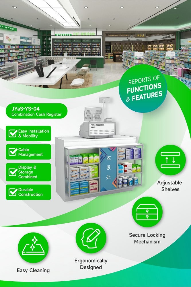 JYaS-YB-04 Professional Medical Style Medical Equipment Back Cabinet with White Glossy Boards and Aluminum Price Tag Slot