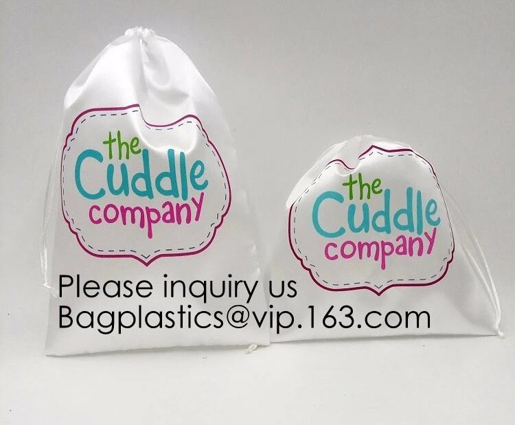 Satin Gift Bag With Logo Printing,Personalized White Satin Pouch Bag, Satin Drawstring pouch bag,Plain Square Bottom Sat