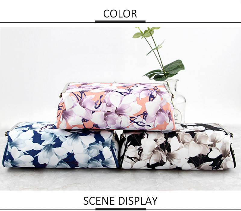 Custom Luxury Vintage Floral Printed Toiletry Cosmetic Makeup Bag