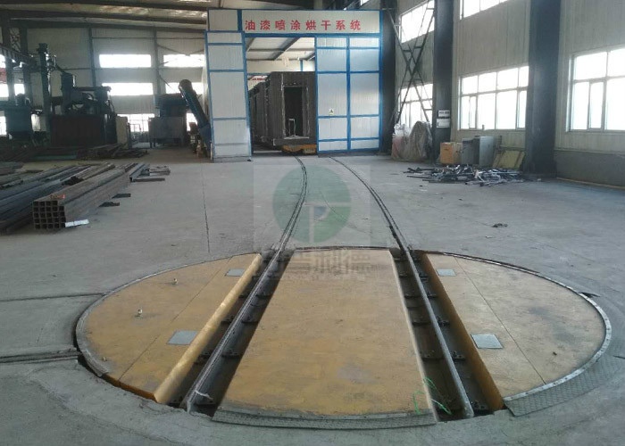 Dia 4m railway electric turntable matching flat rail trolley in painting room