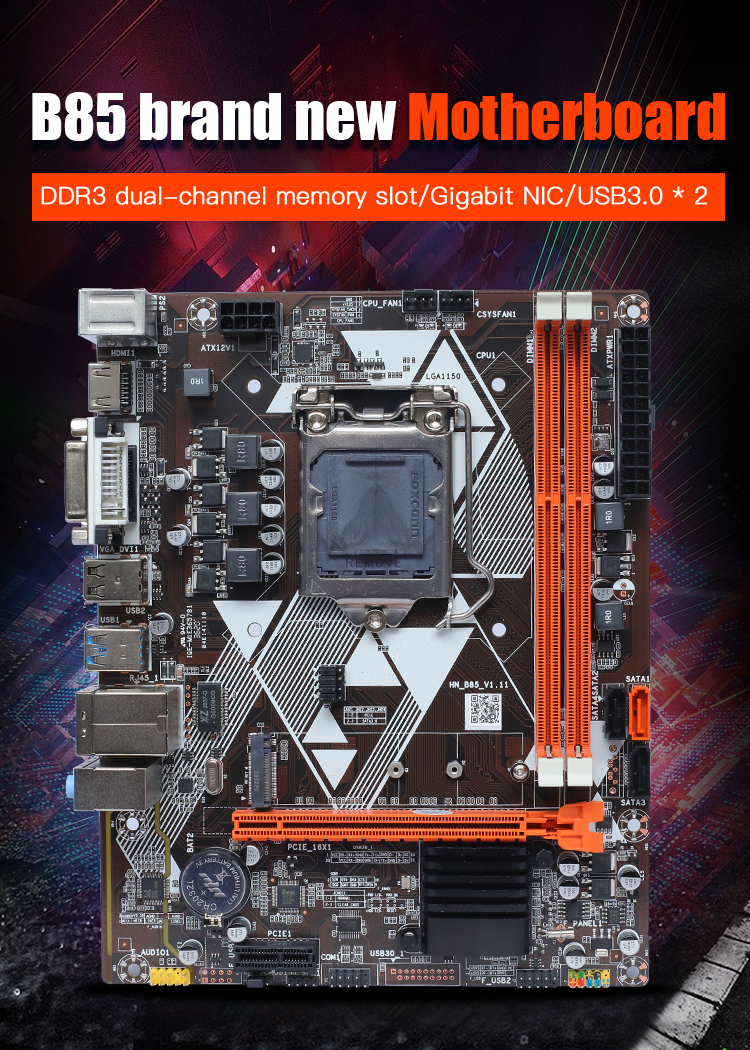 Gigabit NIC Computer PC Motherboard B85 LGA 1150 DDR3 USB 3.0