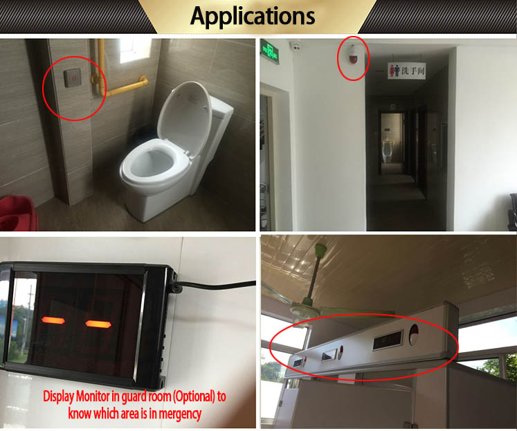 wireless home or hospital toilet SOS emergency fire alarm system