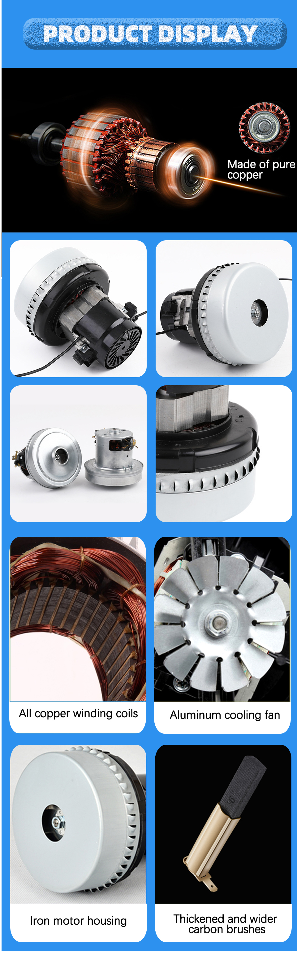 Faradyi Customize 12V 24V Industrial Brushless Vacuum Cleaner Motor For Floor Scrubber Walk-behind Washing Machine