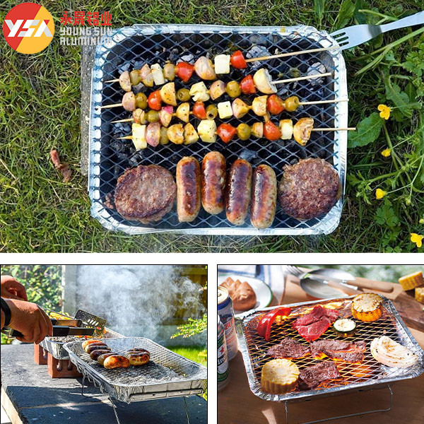 Aluminum Barbecue Grill Disposable Grill Pans Metal Mesh Aluminum Stand