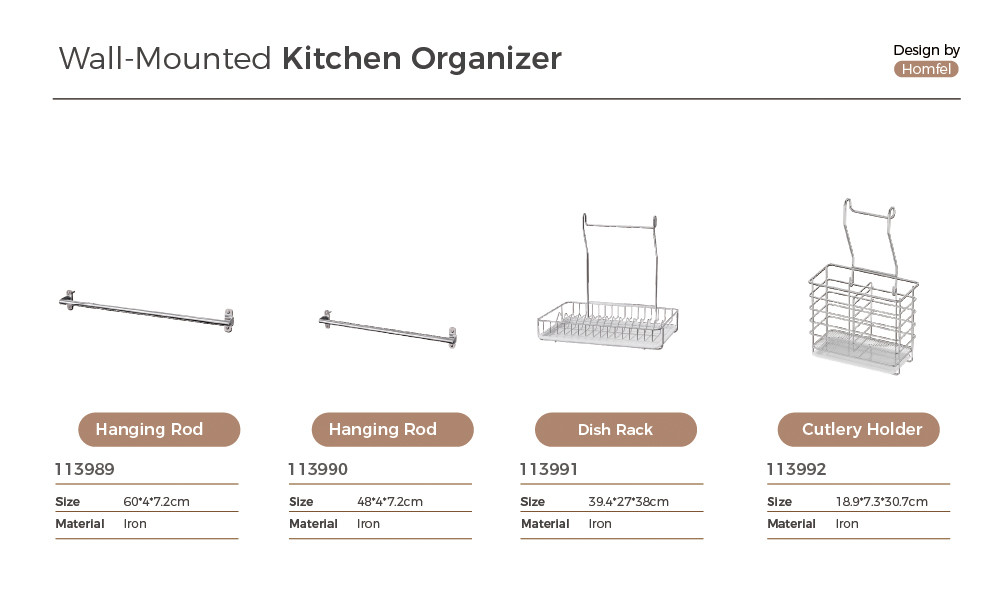 Kitchen Pot Lid Holder Wall-mounted Type Installation Sustainable Multifunctional Kitchen Organizer Set