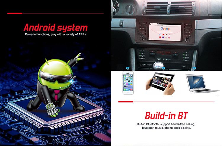 Double Din Android Car Multimedia Player 7 Inch Multi Language Fit BMW E39
